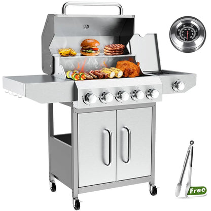 20000 BTU 2-Burner Tabletop Gas Grill – Stainless Steel Grill with Glass Lid, Portable Outdoor Cooking Grill