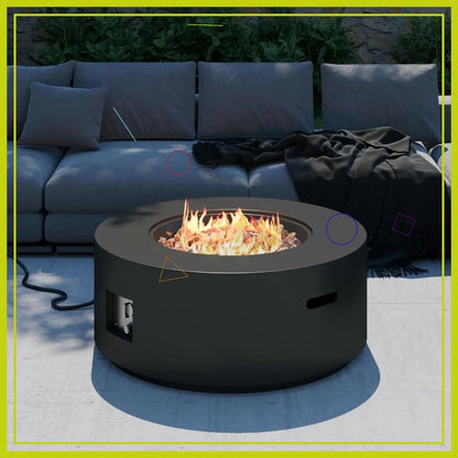 32-Inch Round Propane Fire Pit Table, 50,000 BTU Outdoor Heater with Lid & Lava Rocks