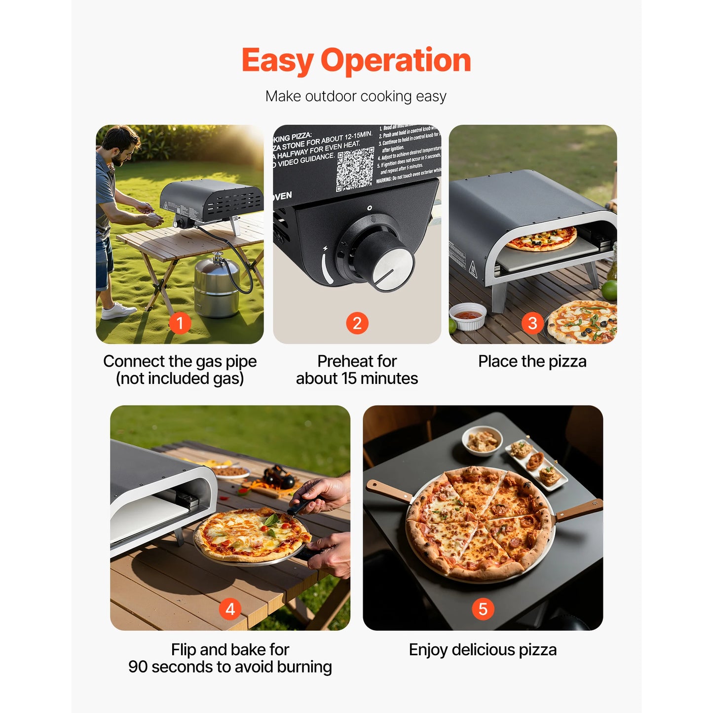 SucceBuy 12" Portable Propane Outdoor Pizza Oven – Includes Pizza Stone & Carry Bag.