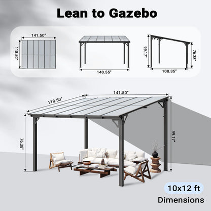 POLAR AURORA 10' x 12' Hardtop Gazebo with Aluminum Frame & Galvanized Steel Roof, All-Weather Design