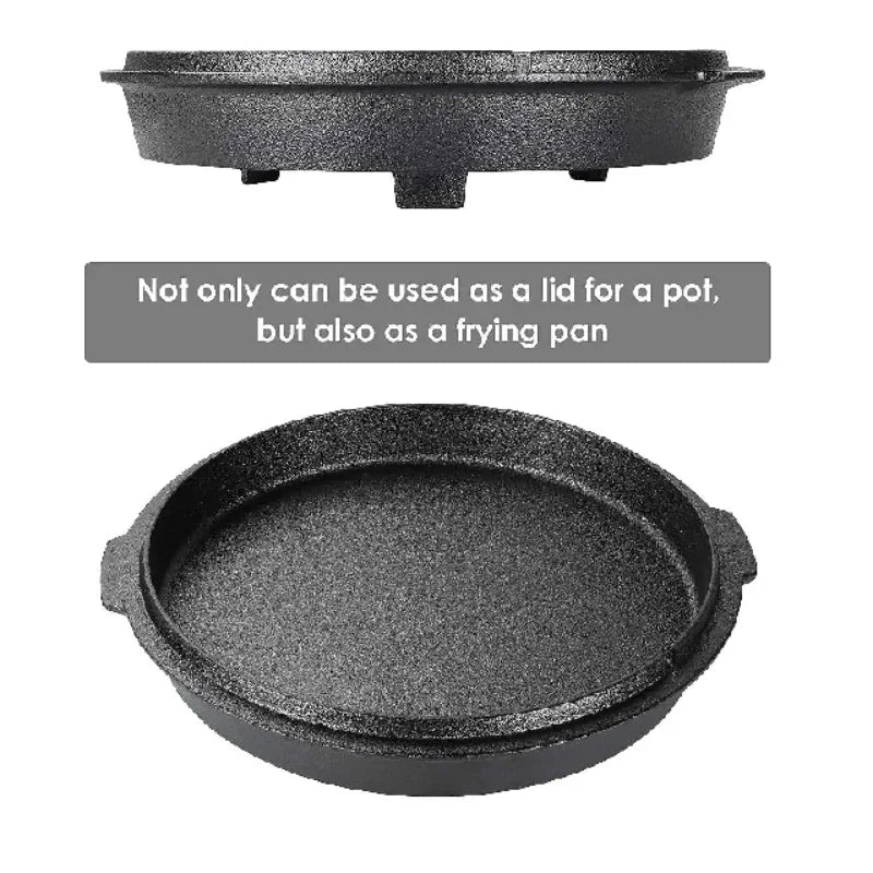 Cast Iron Dutch Oven (5/9/12.5 Qt) – Outdoor Camping Pot for Stew, Soup, BBQ & Picnic Cooking