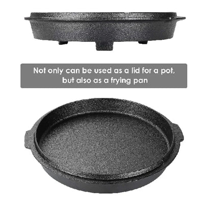 Cast Iron Dutch Oven (5/9/12.5 Qt) – Outdoor Camping Pot for Stew, Soup, BBQ & Picnic Cooking