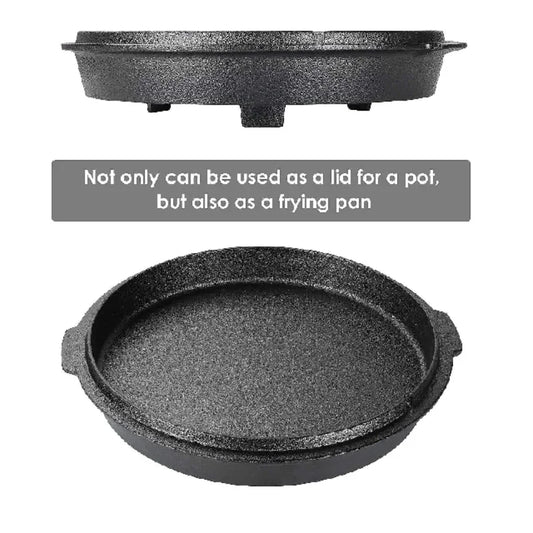 Cast Iron Dutch Oven (5/9/12.5 Qt) – Outdoor Camping Pot for Stew, Soup, BBQ & Picnic Cooking