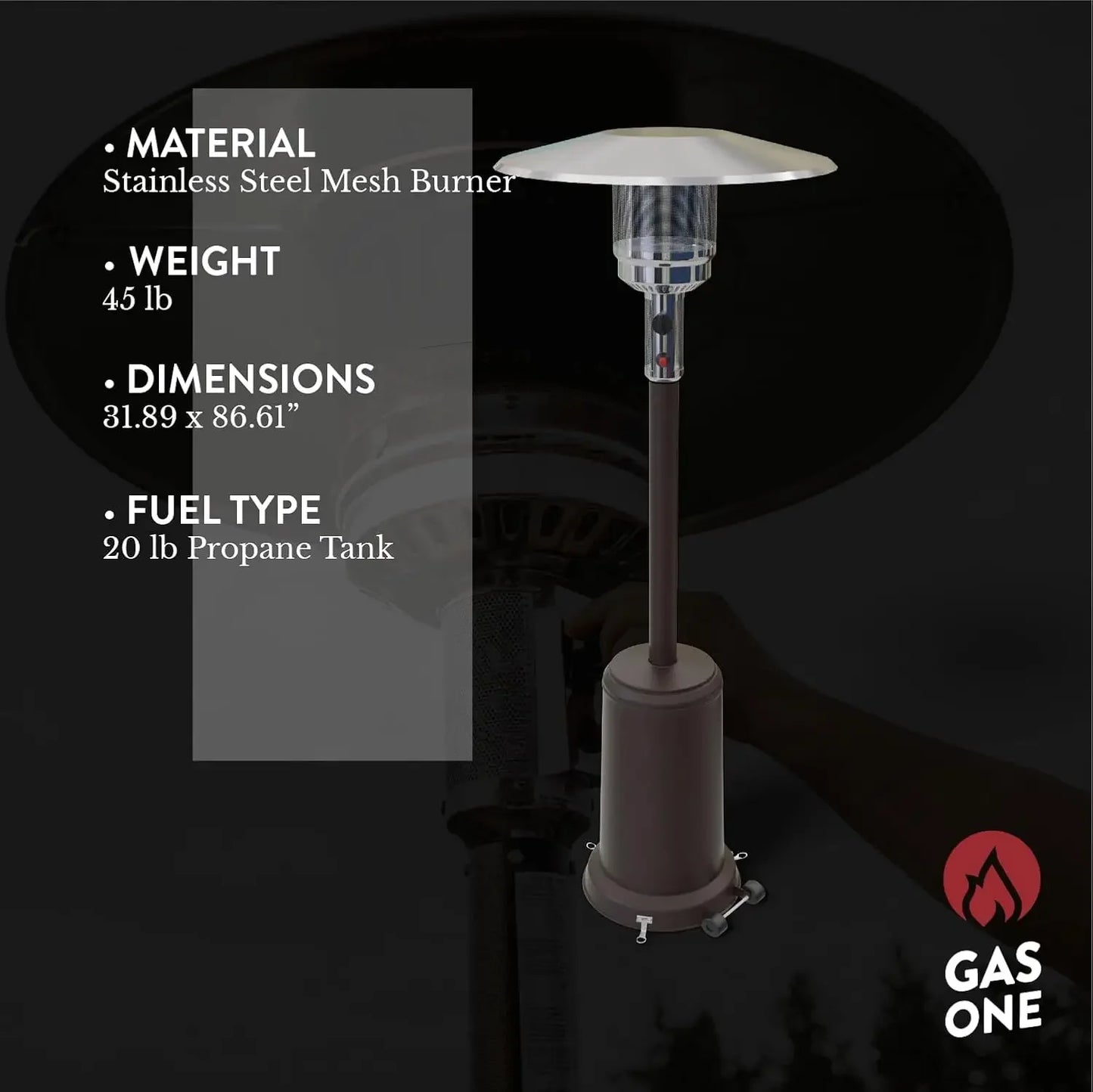 Outdoor Heaters for Patio 50,000 BTU Propane Heater, Portable with Wheels