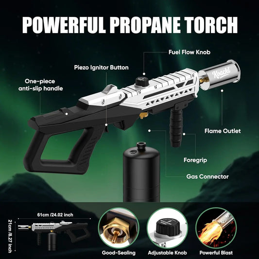 Adjustable Flame Propane Torch Gun – BBQ Searing, Camping & Welding Tool (Tank Not Included)