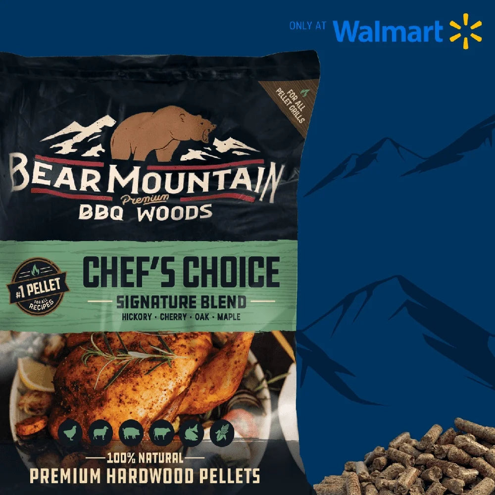 Chef Choice BBQ Wood Pellets- Signature Blend 20lb All-Natural Hickory Cherry Oak Maple Hardwood Premium Grilling Smoking Flavor