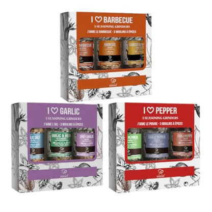 Spice Seasoning Set of 9 with Integrated Grinders- Individual Spice Grinder Pure and Fresh Perfect for BBQ Seasoning Gift Set
