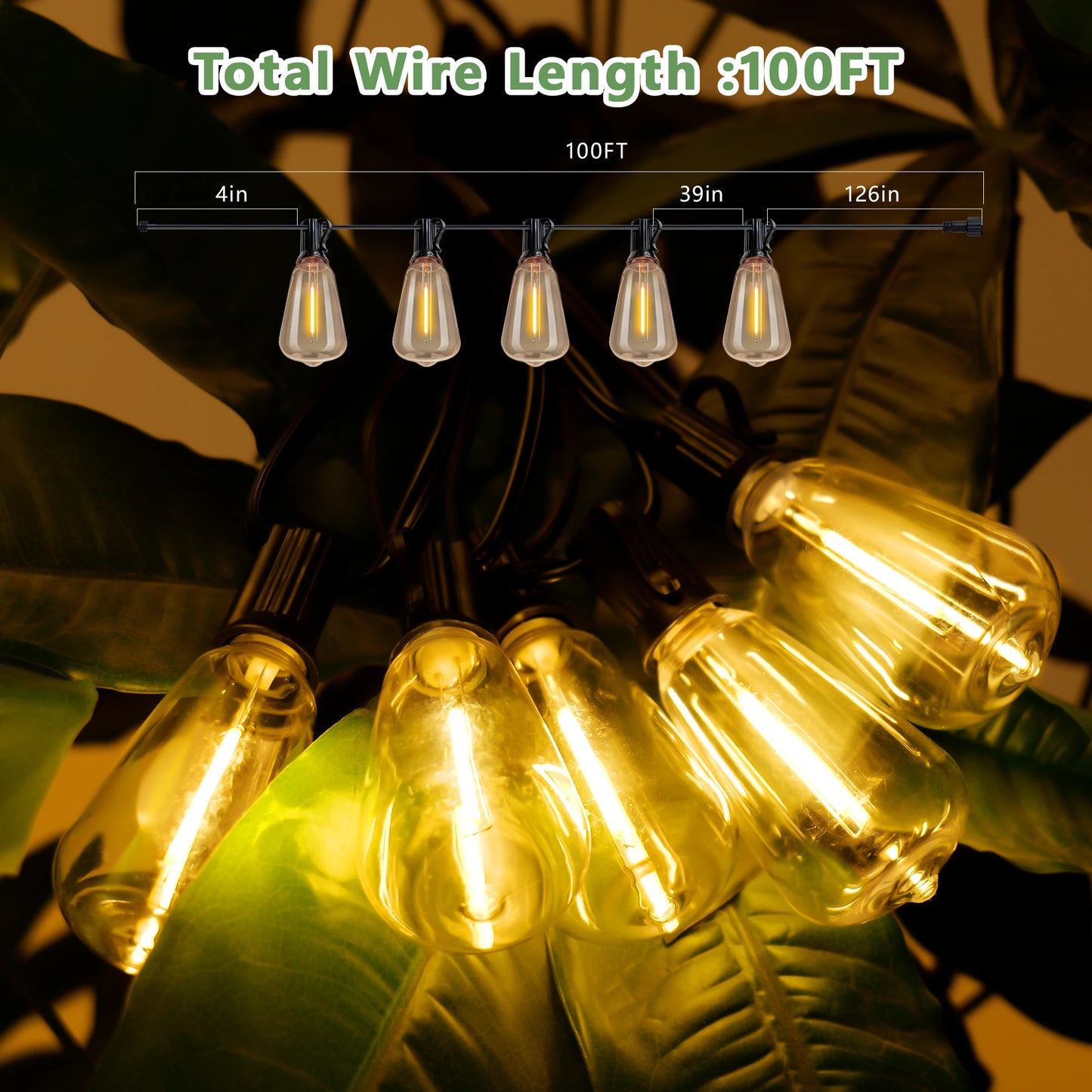 100 ft Solar Outdoor String Lights – IP65 Waterproof with Shatterproof E12 Bulbs, Remote & Timer