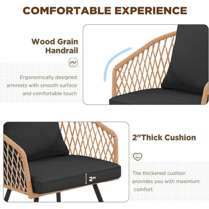 All-Weather Rattan Patio Dining Set with 60" Wood Tabletop, Cushions & Umbrella Hole (5/7/9-Piece)