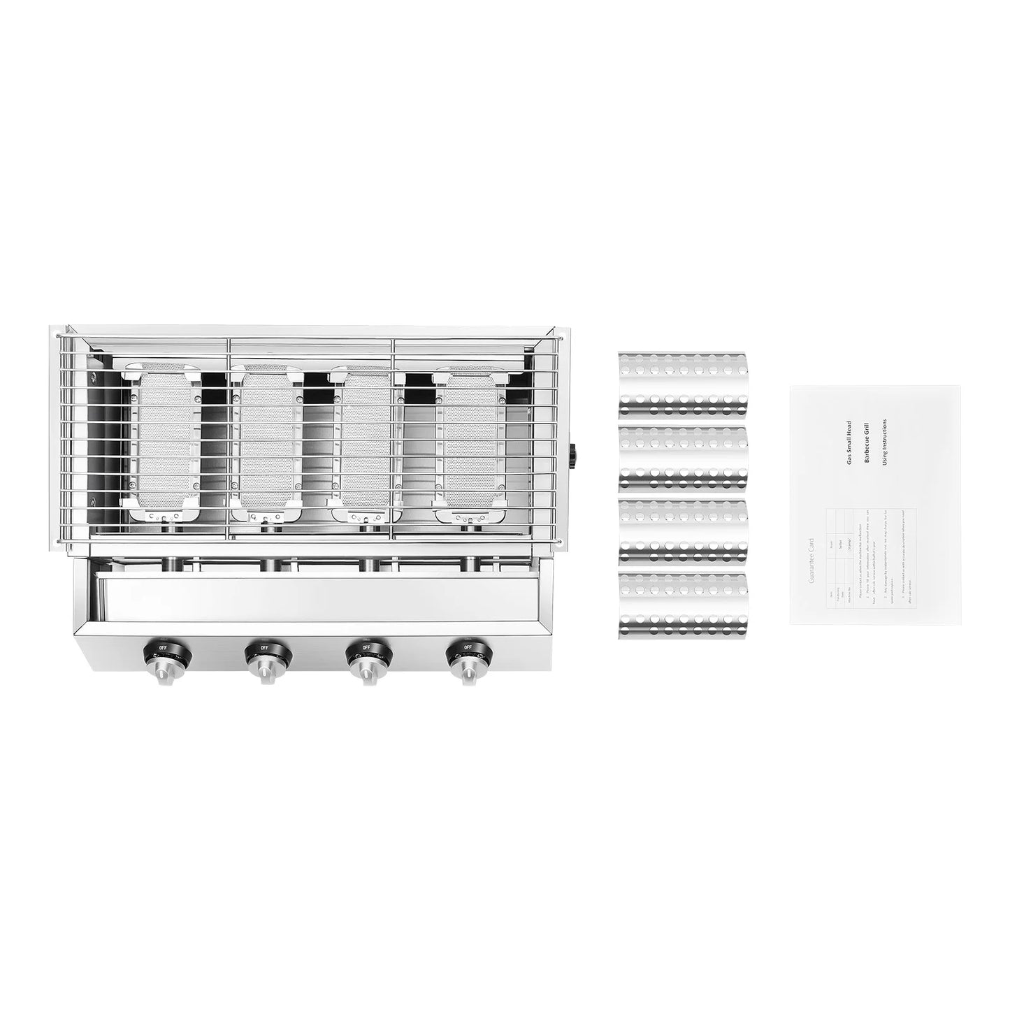Stainless Steel Smokeless Barbecue Grill, 4 Burners, Outdoor Grill, Portable BBQ LPG Gas Removable Grill for Patio Garden.