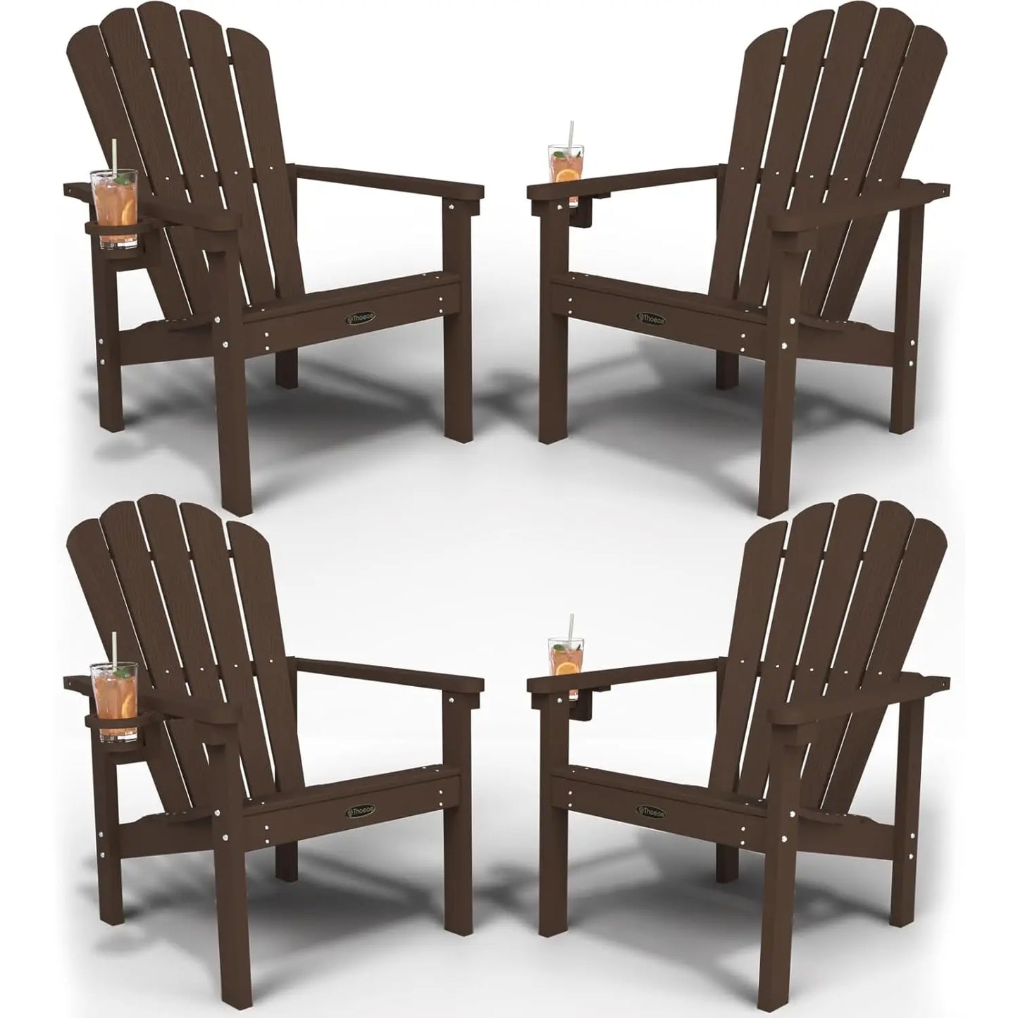 Set of 4 Stackable Adirondack Chairs – HDPE All-Weather Outdoor Chairs, Durable & Space-Saving