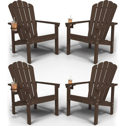 Set of 4 Stackable Adirondack Chairs – HDPE All-Weather Outdoor Chairs, Durable & Space-Saving