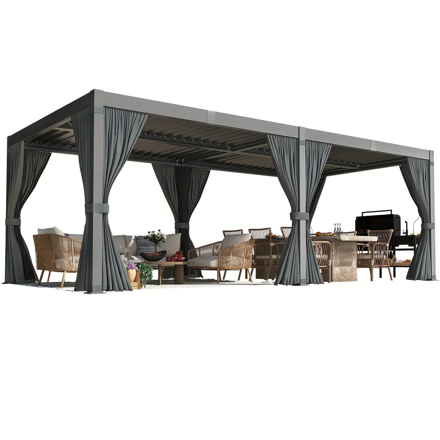 VIWAT Louvered Aluminum Pergola with Waterproof Roof, All-Weather Rust-Resistant Design (10' x 12' / 12' x 20')