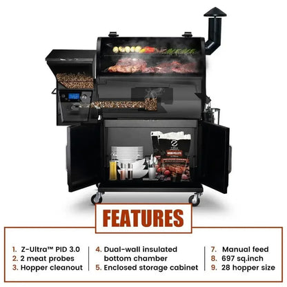 2026 Electric Pellet Smoker & Grill – 700 sq. in. Cooking Space, PID 3.0 Precision Control, Dual Meat Probes & 28-Hour Hopper