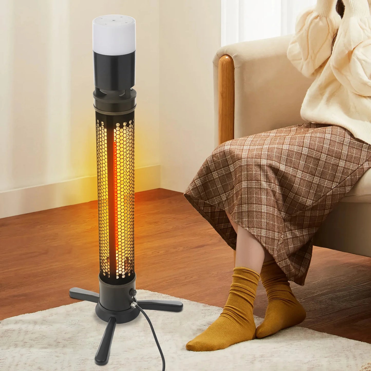 1500W Indoor Outdoor Electric Heater,Infrared Portable Space Heater,3 Heat Settings and Timer for Patio Garage