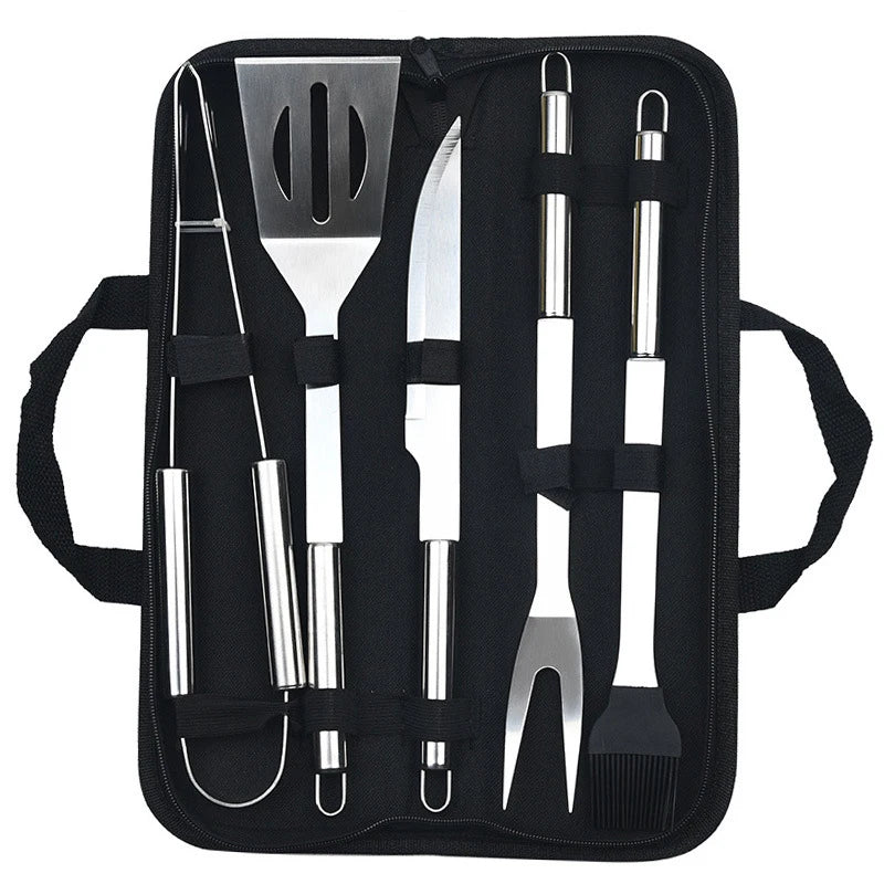 Stainless Steel BBQ Tool Set – Outdoor Grill Accessories Kit with Portable Storage Bag