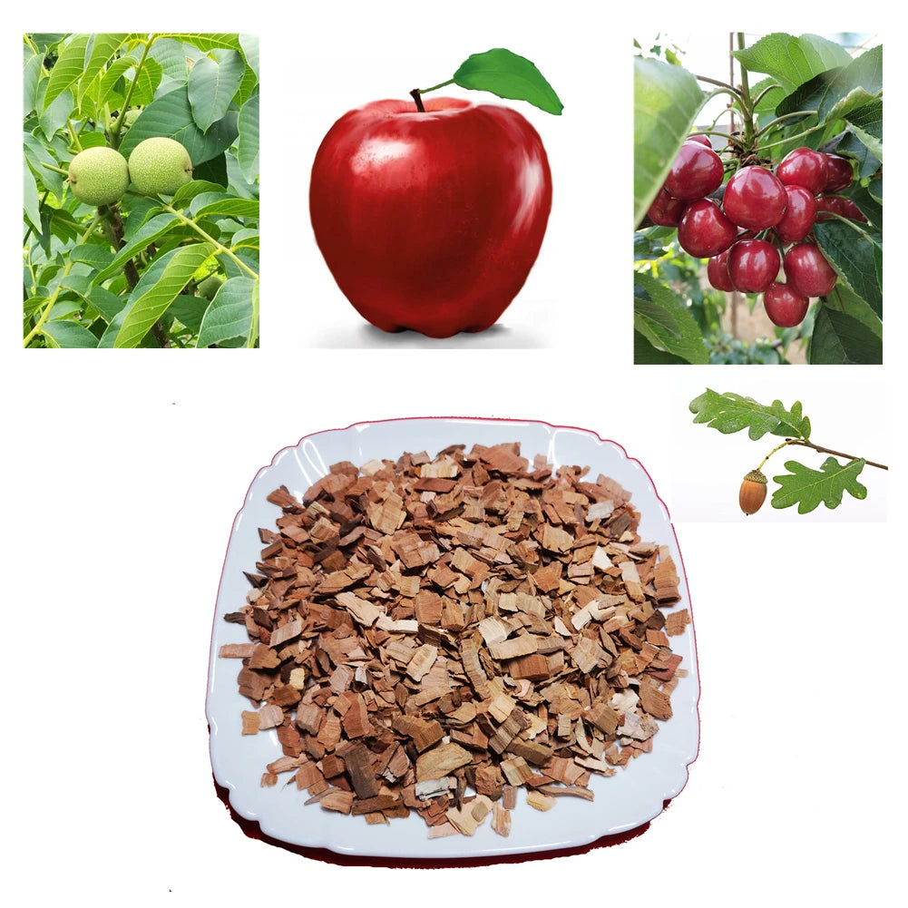 500g BBQ Smoking Wood Chips Food Smoker, Smoked Cocktails Barbecue Fruit Tree Sawdust Smoked Wood Block 0.5-3cm