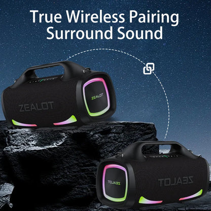 Zealot S79 100W Wireless Speaker, Portable Outdoor Subwoofer, HiFi Sound, Dual Pairing, Fast Charging, 24000mAh Battery