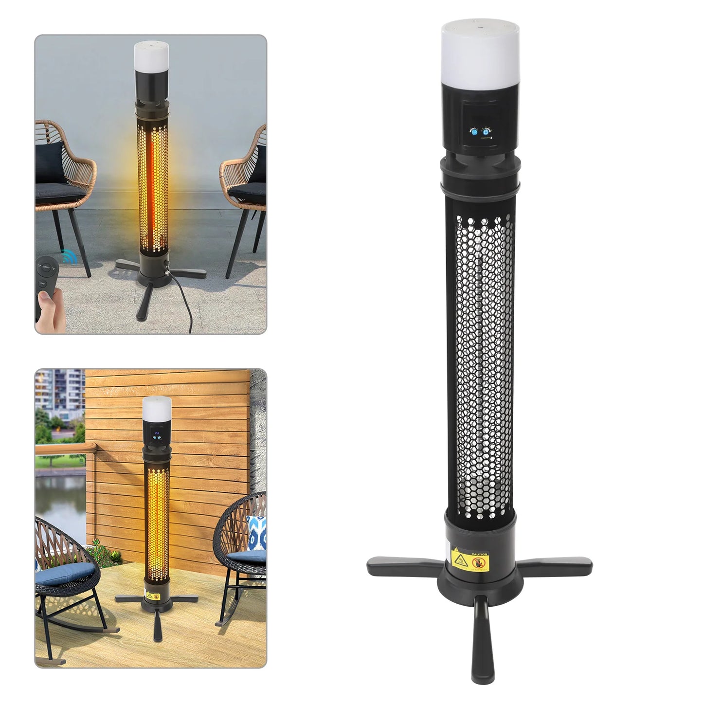 1500W Indoor Outdoor Electric Heater,Infrared Portable Space Heater,3 Heat Settings and Timer for Patio Garage