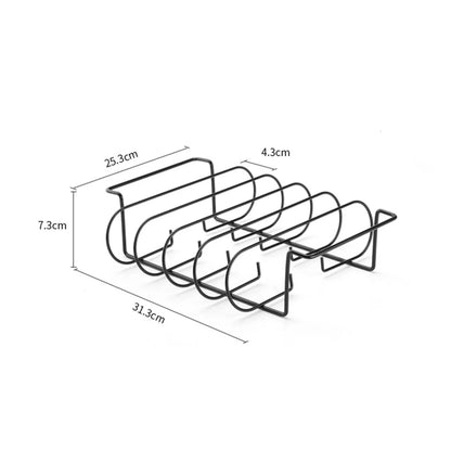 BBQ Rib Rack for Grill – Non-Stick Steel Roasting Stand Holds 4 Ribs