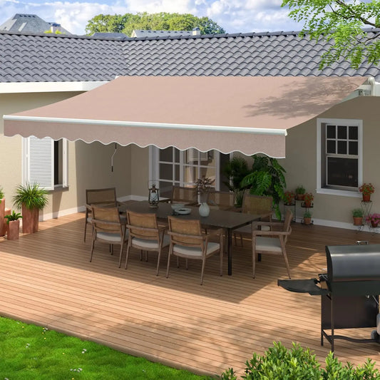 13' x 8' Retractable Outdoor Awning Sunshade for Patio, Balcony & Cafe