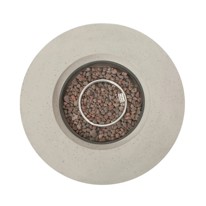 M138 Round Outdoor Concrete Propane Fire Pit-Modern Light Grey for Patio- Garden and Backyard. No Assembly Needed for Camping