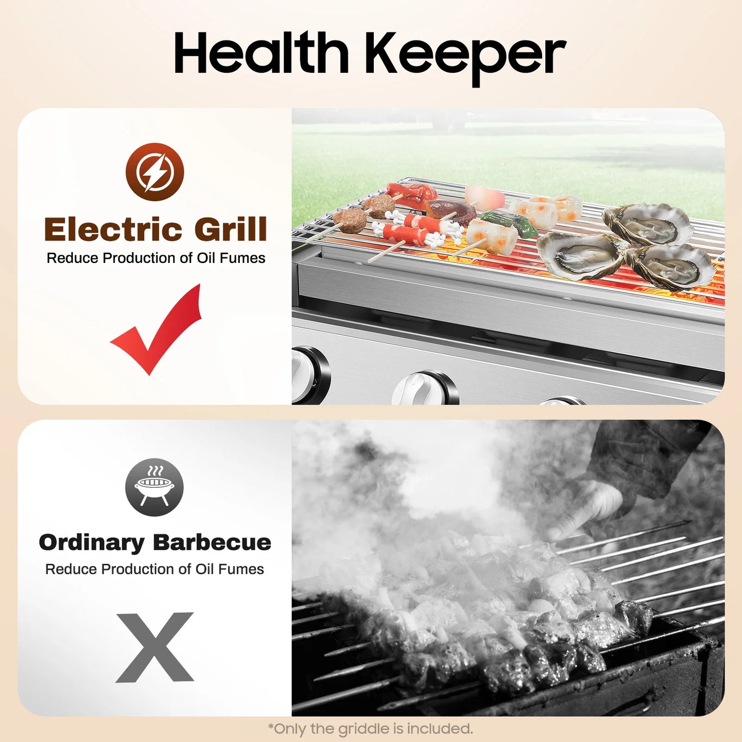 Stainless Steel Smokeless Barbecue Grill, 4 Burners, Outdoor Grill, Portable BBQ LPG Gas Removable Grill for Patio Garden.