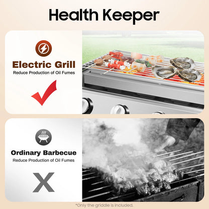 Stainless Steel Smokeless Barbecue Grill, 4 Burners, Outdoor Grill, Portable BBQ LPG Gas Removable Grill for Patio Garden.
