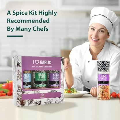 Spice Seasoning Set of 9 with Integrated Grinders- Individual Spice Grinder Pure and Fresh Perfect for BBQ Seasoning Gift Set
