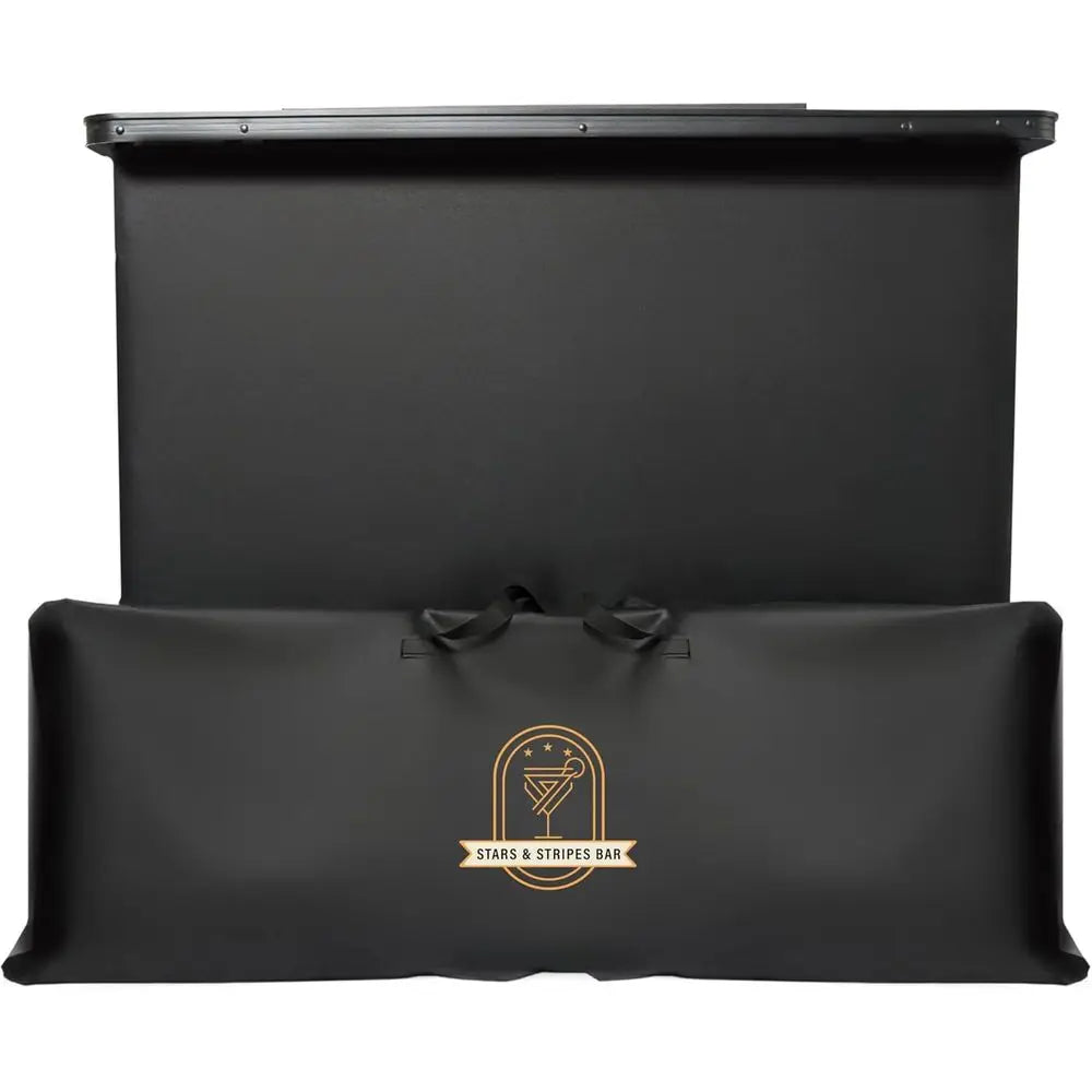 Portable Outdoor Bar Station with Folding Counter and Black Skirt - Travel Table Set for Bartending