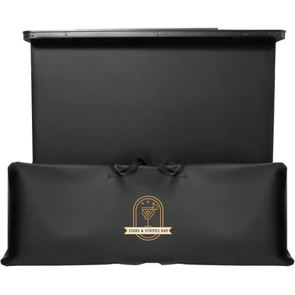Portable Outdoor Bar Station with Folding Counter and Black Skirt - Travel Table Set for Bartending