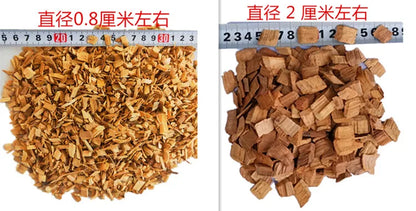 500g BBQ Smoking Wood Chips Food Smoker, Smoked Cocktails Barbecue Fruit Tree Sawdust Smoked Wood Block 0.5-3cm