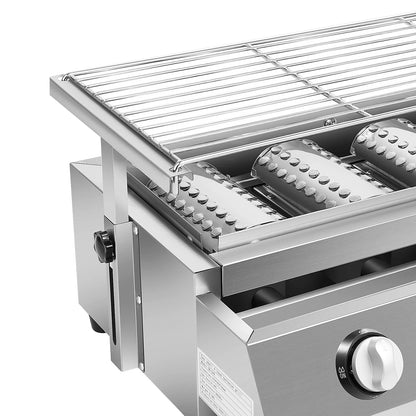 Stainless Steel Smokeless Barbecue Grill, 4 Burners, Outdoor Grill, Portable BBQ LPG Gas Removable Grill for Patio Garden.
