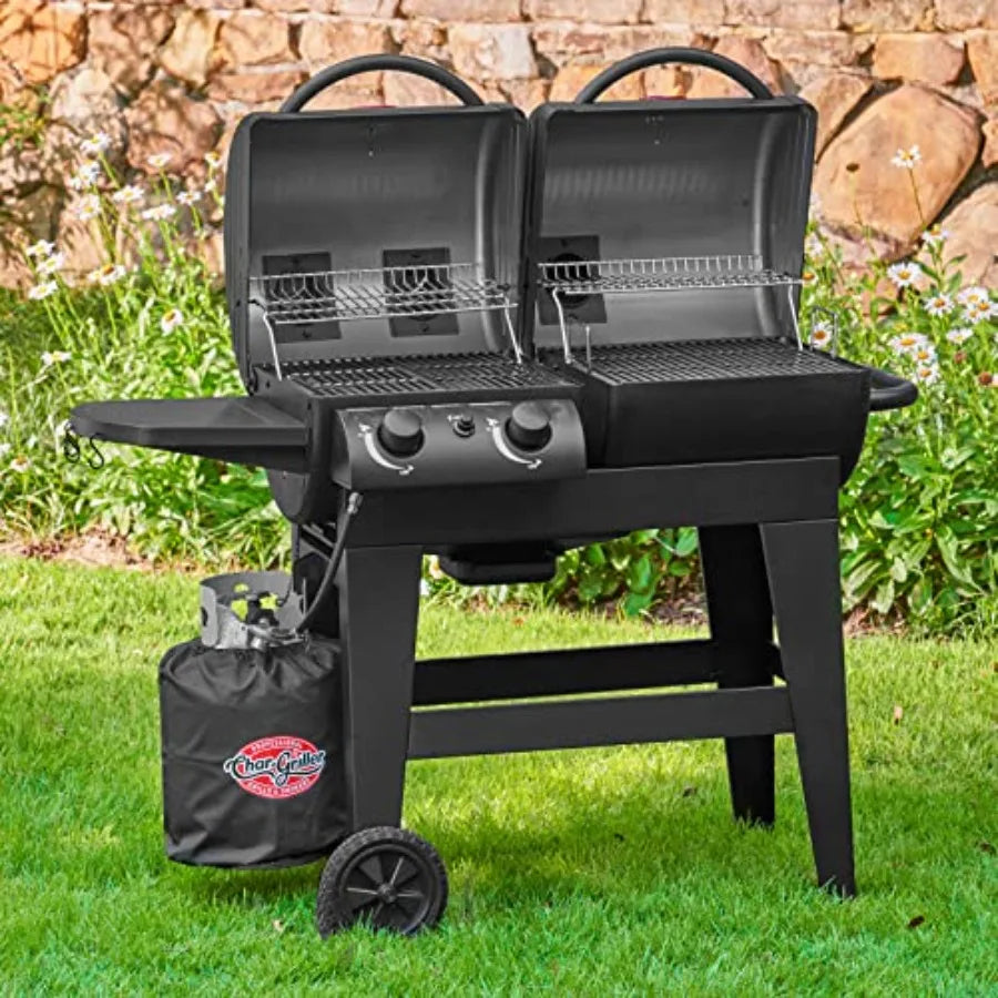 2-Burner Propane & Charcoal Combo Grill and Smoker with 870 Sq. In. Cooking Area