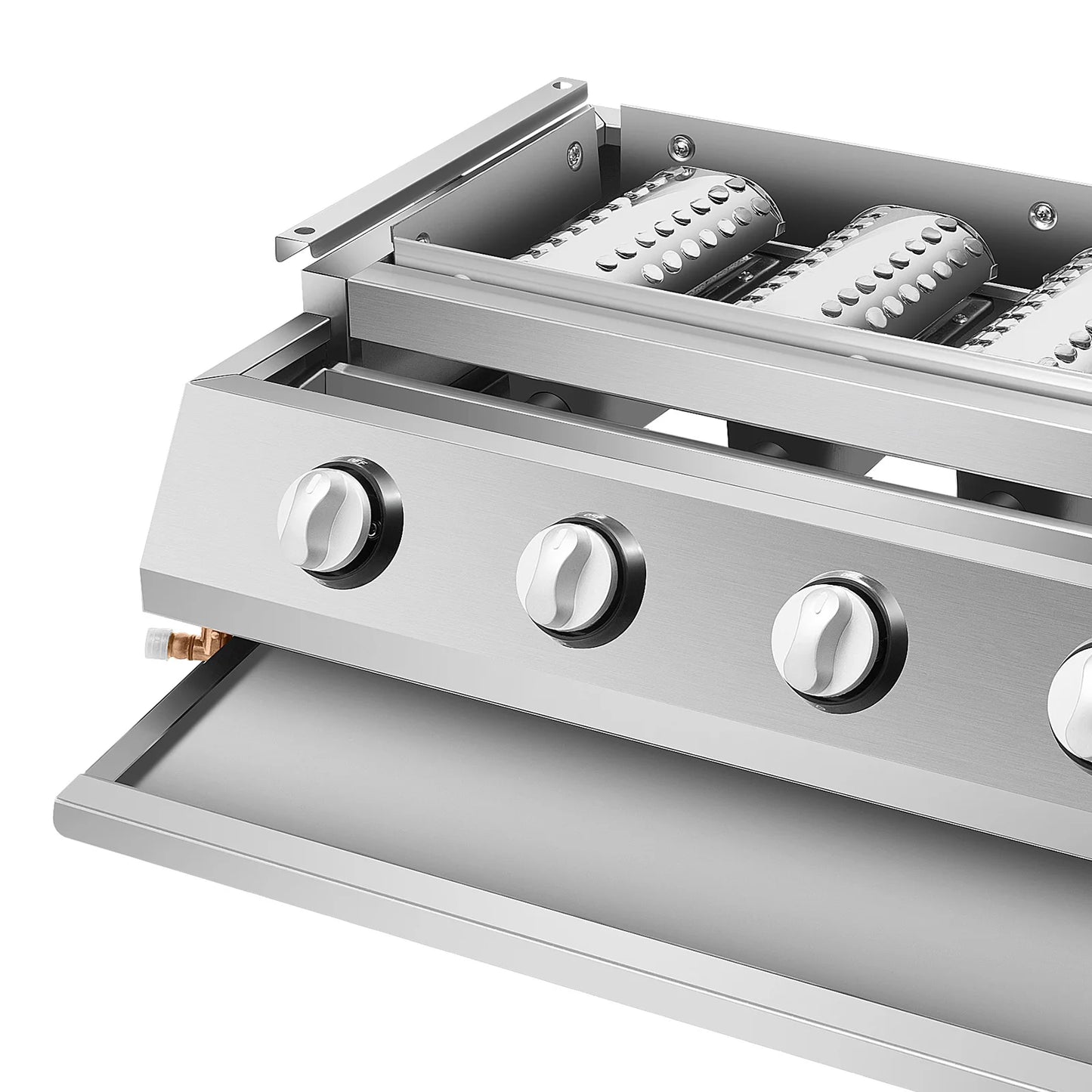 Stainless Steel Smokeless Barbecue Grill, 4 Burners, Outdoor Grill, Portable BBQ LPG Gas Removable Grill for Patio Garden.