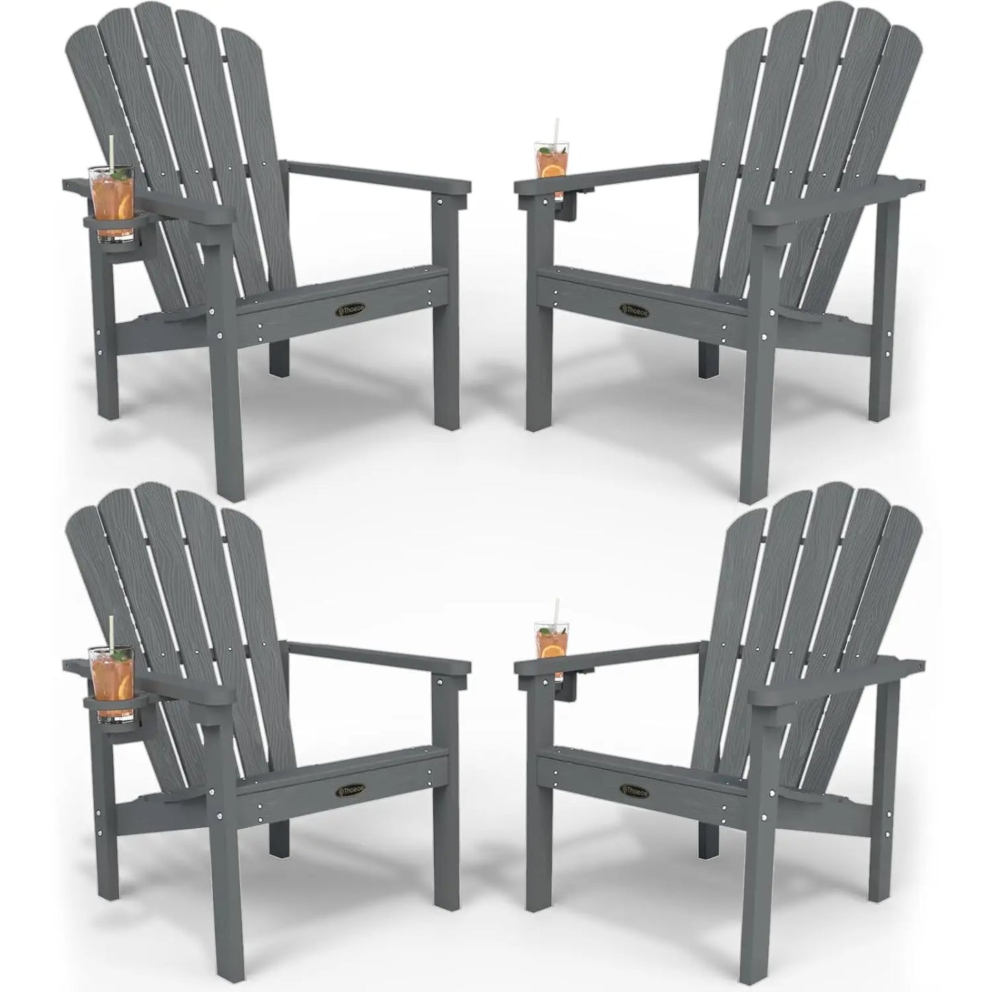 Set of 4 Stackable Adirondack Chairs – HDPE All-Weather Outdoor Chairs, Durable & Space-Saving