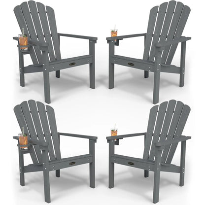 Set of 4 Stackable Adirondack Chairs – HDPE All-Weather Outdoor Chairs, Durable & Space-Saving