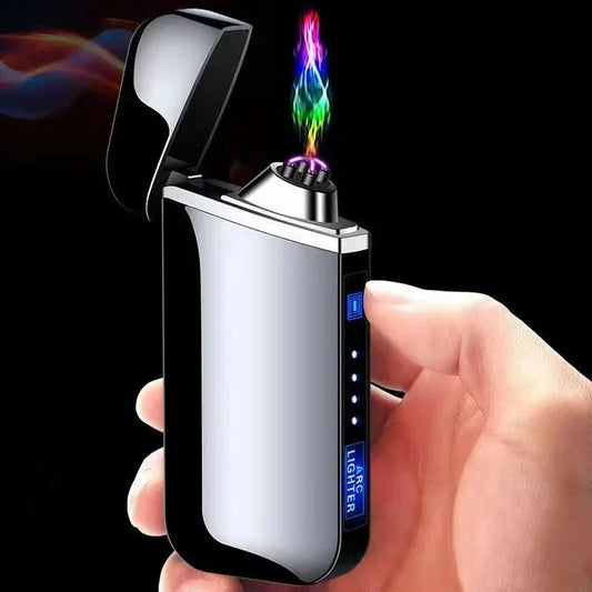 Double Arc Plasma Lighter – USB Rechargeable, Windproof with LED Display