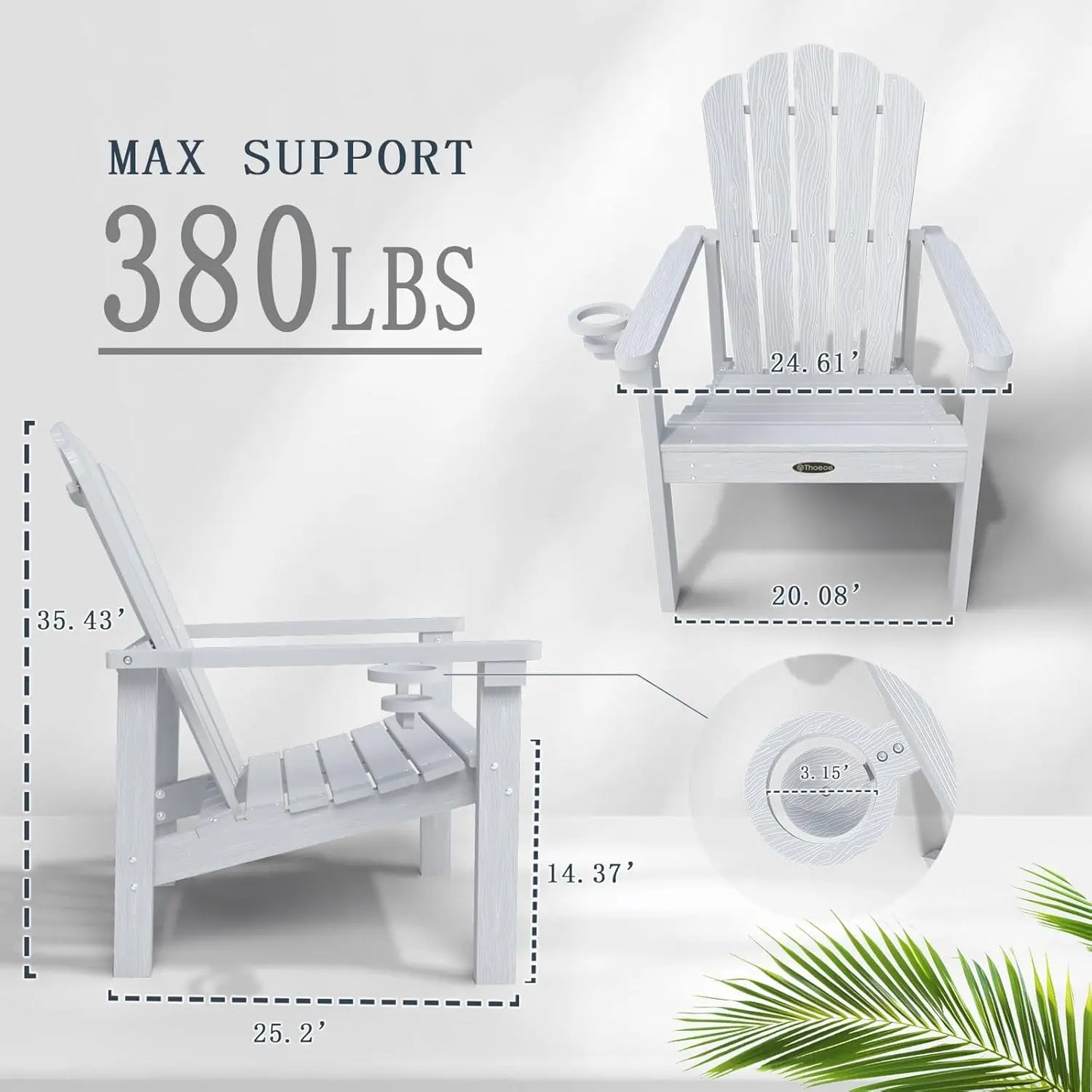 Set of 4 Stackable Adirondack Chairs – HDPE All-Weather Outdoor Chairs, Durable & Space-Saving