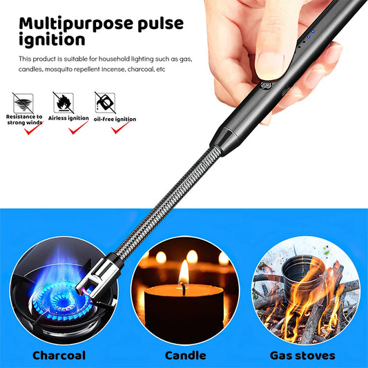 1/2/5-Piece USB Rechargeable Electric Lighter – Windproof Flameless Arc Lighter for BBQ, Kitchen, Candles & Camping
