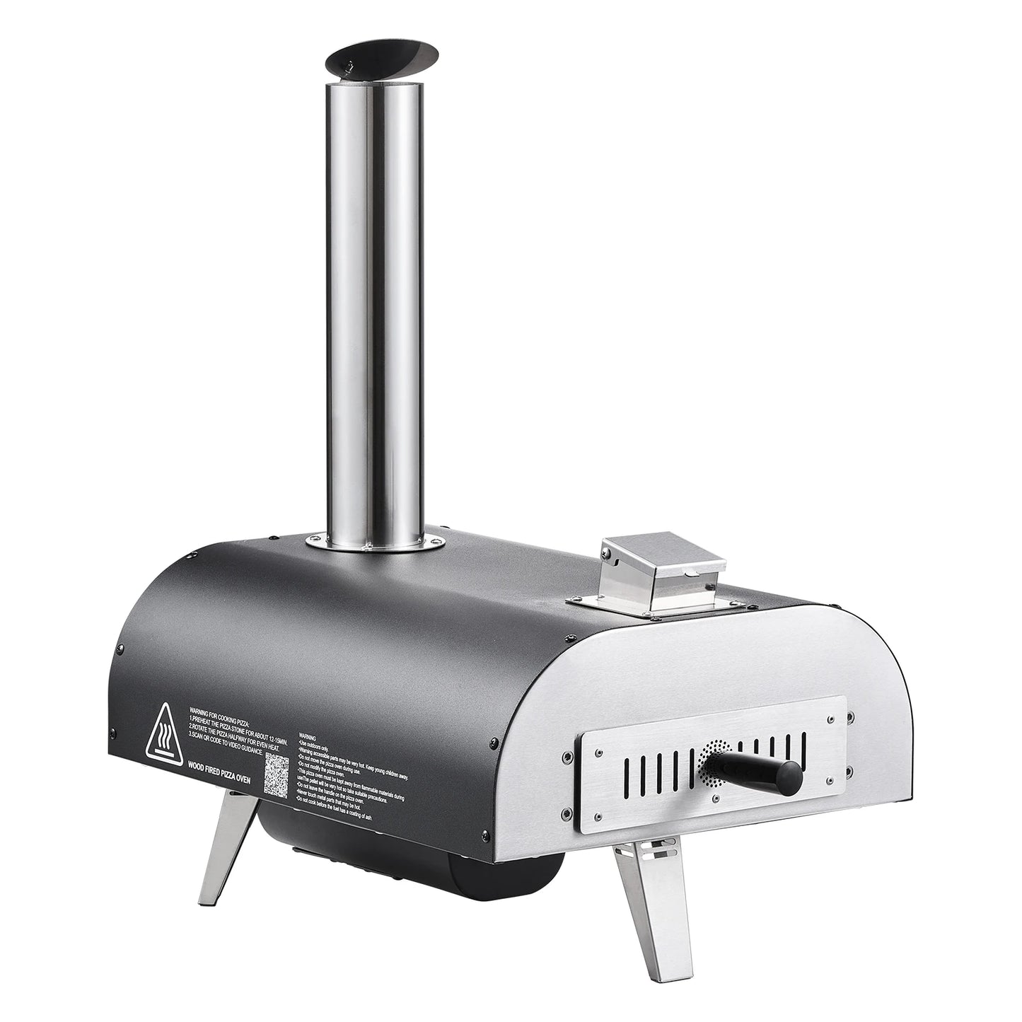 SucceBuy 12" Wood-Fired Outdoor Pizza Oven – Electric Rotation with Built-In Thermometer.