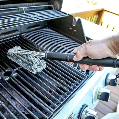 BBQ Grill Cleaning Brush – 3-in-1 Stainless Steel Bristle Brush for Easy Grill Cleaning