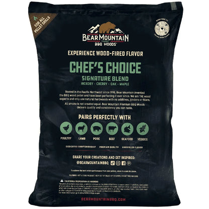 Chef Choice BBQ Wood Pellets- Signature Blend 20lb All-Natural Hickory Cherry Oak Maple Hardwood Premium Grilling Smoking Flavor