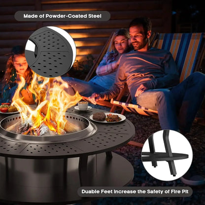 48" Fire Pit Tabletop for Solo Stove Yukon, Bonfire & Tiki, Portable Protective Barrier Equal Width Design with Firewood