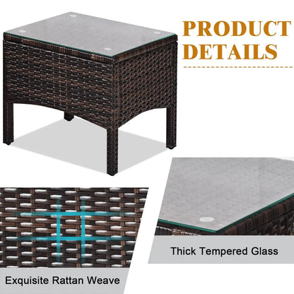 3-Piece Outdoor PE Rattan Bistro Set with Cushions, All-Weather Design