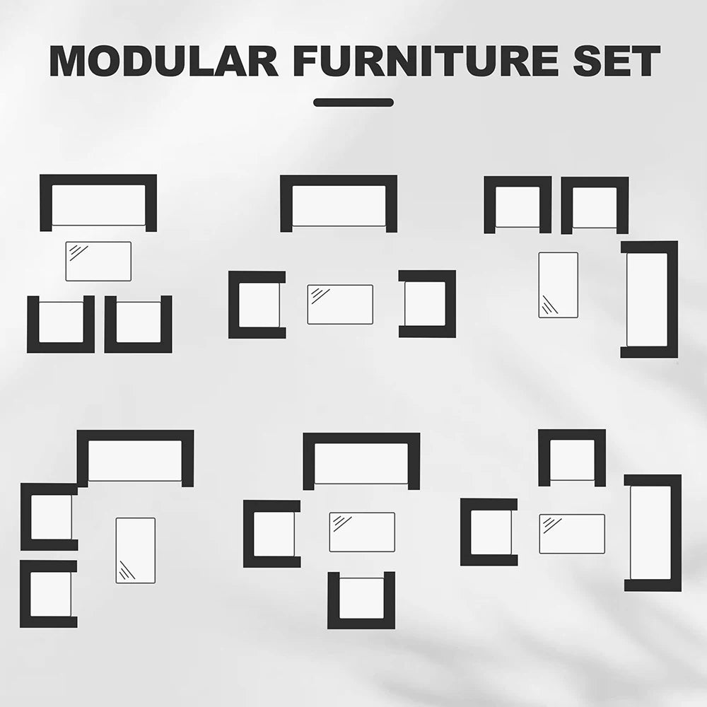 4-Piece PE Rattan Patio Set, 3 Armchairs with Glass-Top Table & Cushions, Outdoor Furniture for Garden & Balcony