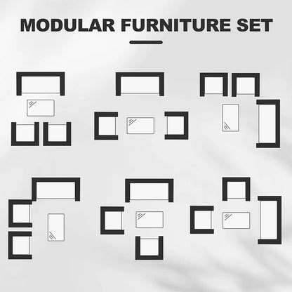 4-Piece PE Rattan Patio Set, 3 Armchairs with Glass-Top Table & Cushions, Outdoor Furniture for Garden & Balcony