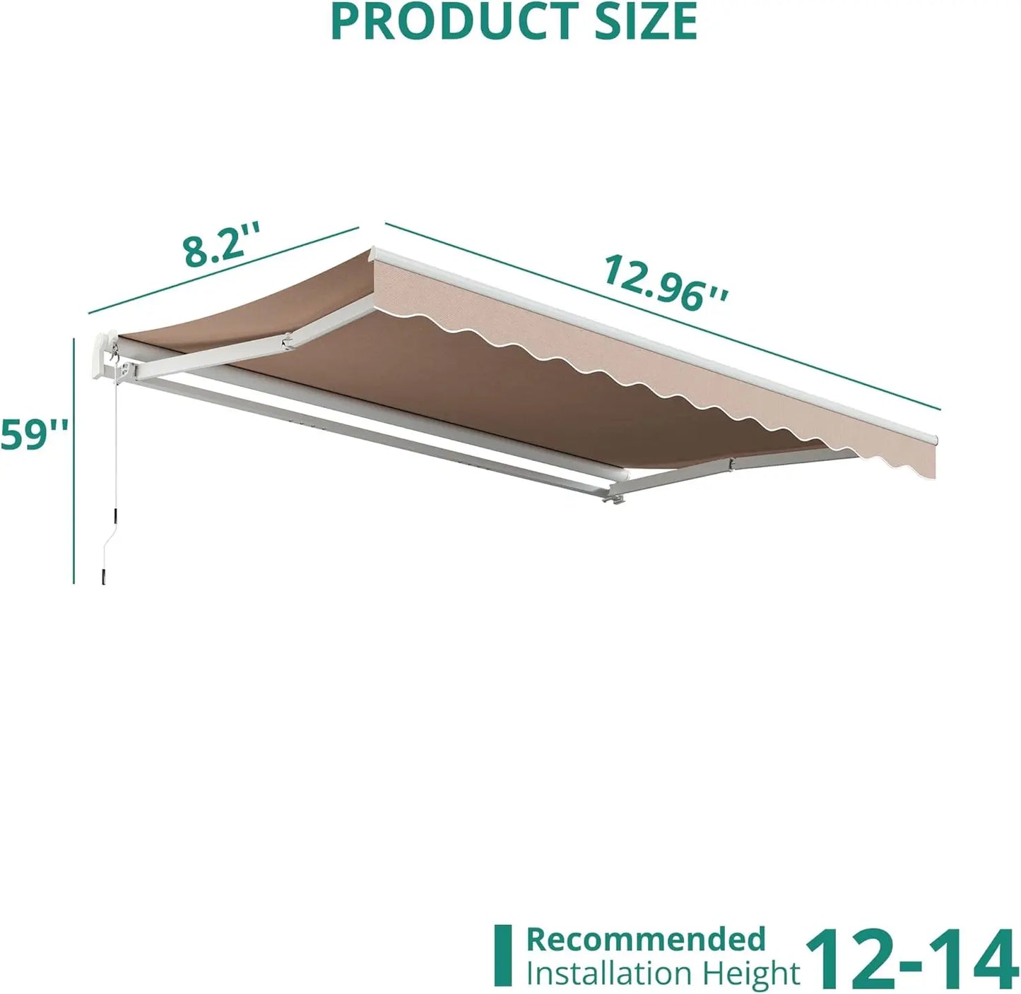13' x 8' Retractable Outdoor Awning Sunshade for Patio, Balcony & Cafe