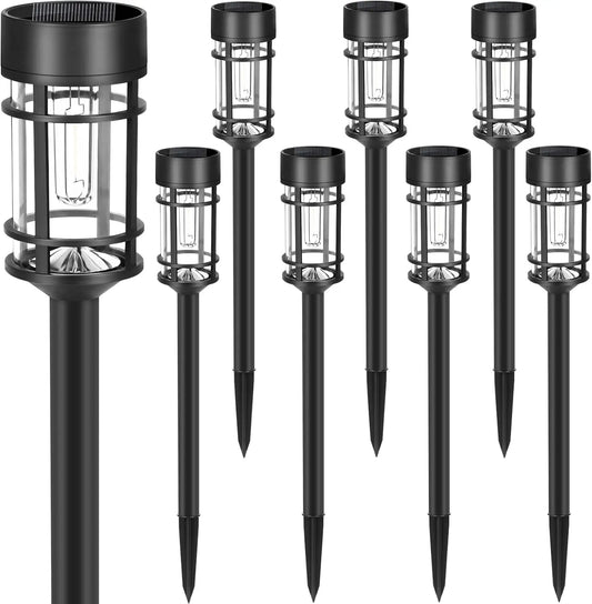 8-Pack Solar Pathway Lights – LED Outdoor Garden Lights, Waterproof Glass & Metal Design