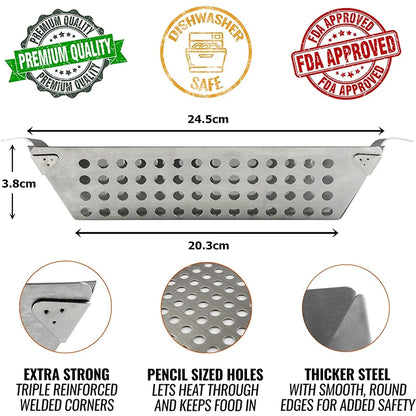 Stainless Steel Grill Basket for Vegetables – Large BBQ Grilling Basket for Charcoal & Gas Grills
